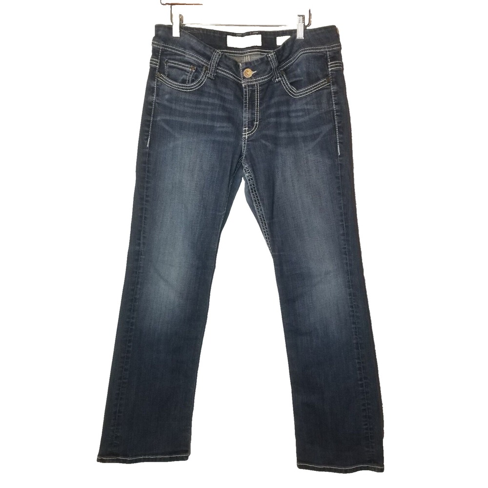 BKE‎ Payton White Stitching 5 Pocket Whiskering Stretch Denim Pants 32R X 31 1/2